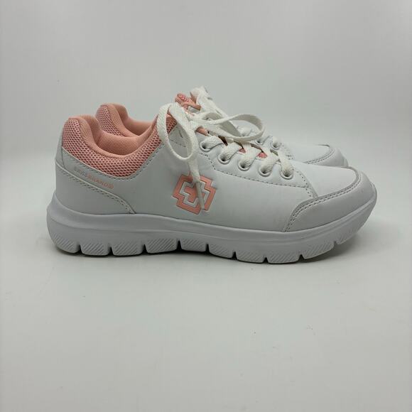 SwissBrand Pickleball shoes Women US 7, Eur 37.5 WORN ONCE White Peach trim - Picture 1 of 4